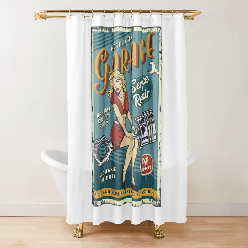 

Vintage poster - Mechanic on duty Shower Curtain Bathroom Accessory Anime Shower Curtain