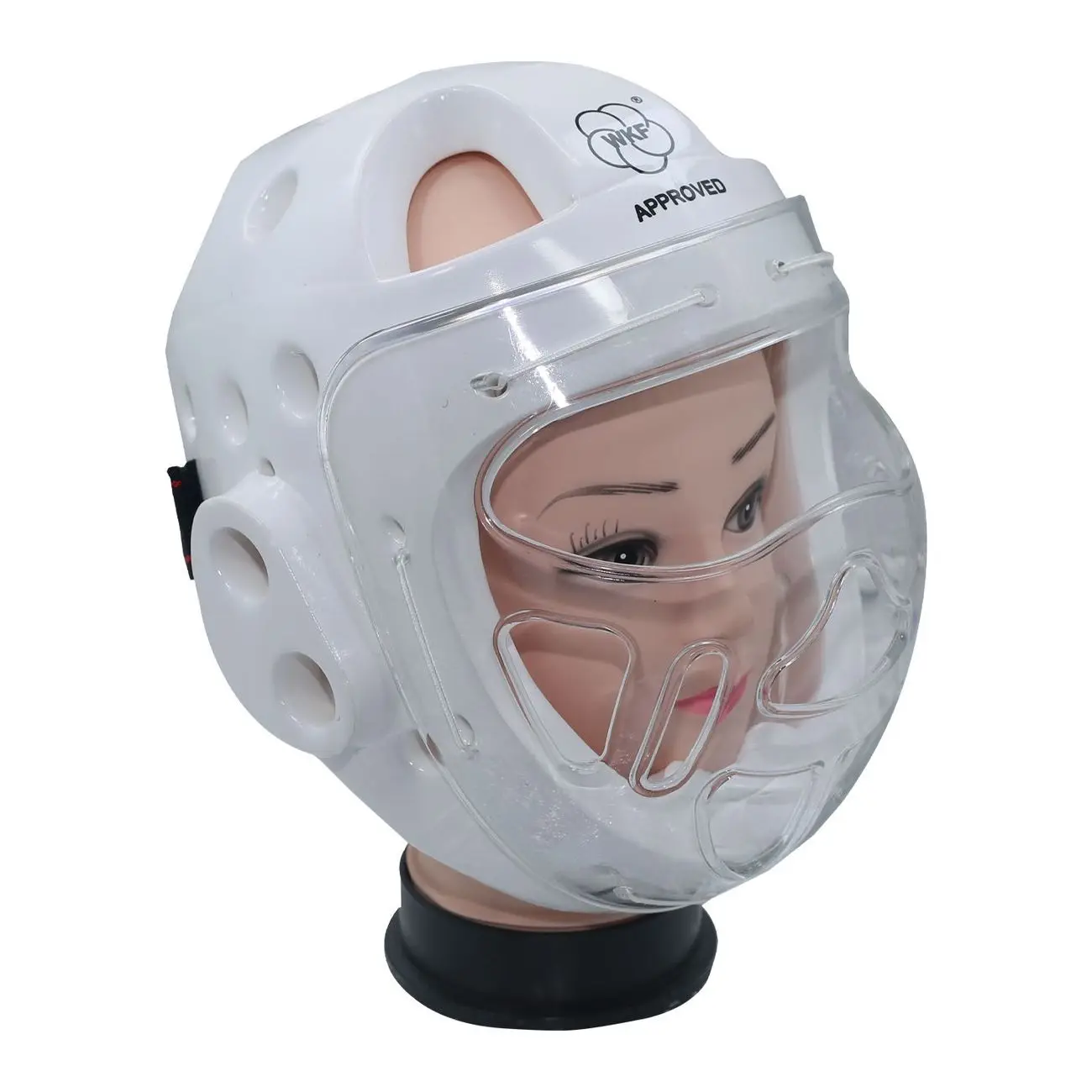 White WKF Approved Karate Helmet with Face Mask Taekwondo Headgear Training Competition Customized for Children Adults Smai