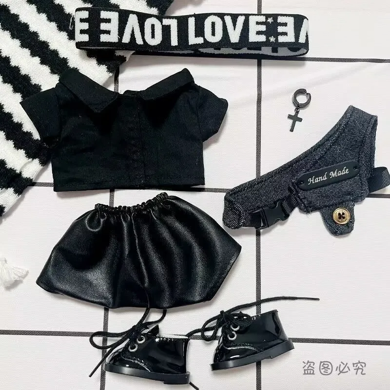 ملابس دمى قطنية 20 سم، نمط صديق رائع وسيم، مجموعة ربطة شعر وسترة، تمثال دمية، باستثناء الدمية