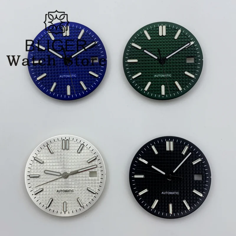 BLIGER 31mm Black Silver Gray Blue Watch Dial With Hands Green Luminous Fit NH35 ETA2836 2824 PT5000 Miyota 8215 821A DG Movemen