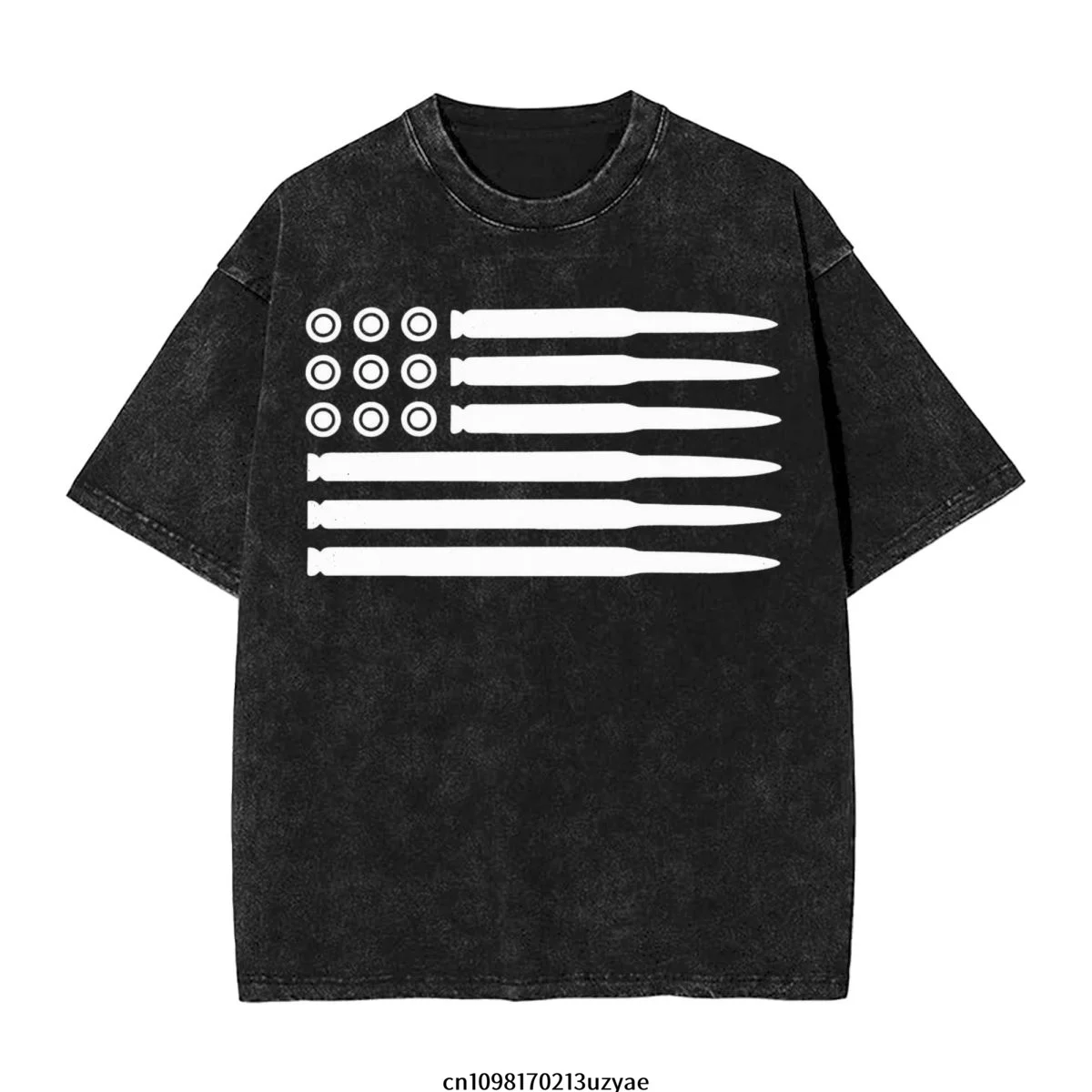 

Bullet American Flag Men's Vintage Cotton Short Sleeve T-Shirt Summer Hip Hop Tee shirt