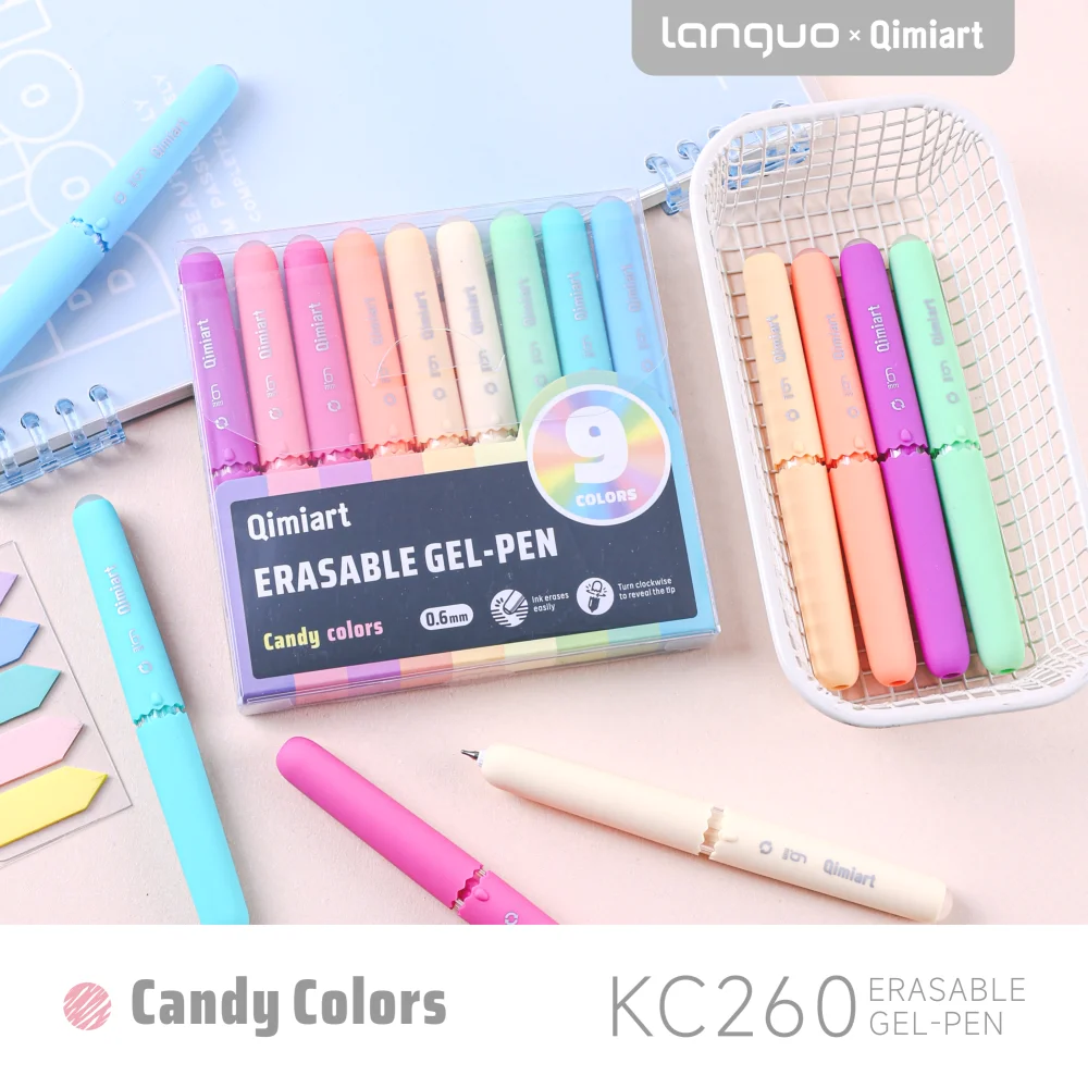 LANGUO Uitwisbare gelpennen Draaibare intrekbare uitwisbare pennen met fijne punt Schoolbenodigdheden Levendige kleuren Eierschaalontwerp Uitwisbare inkt