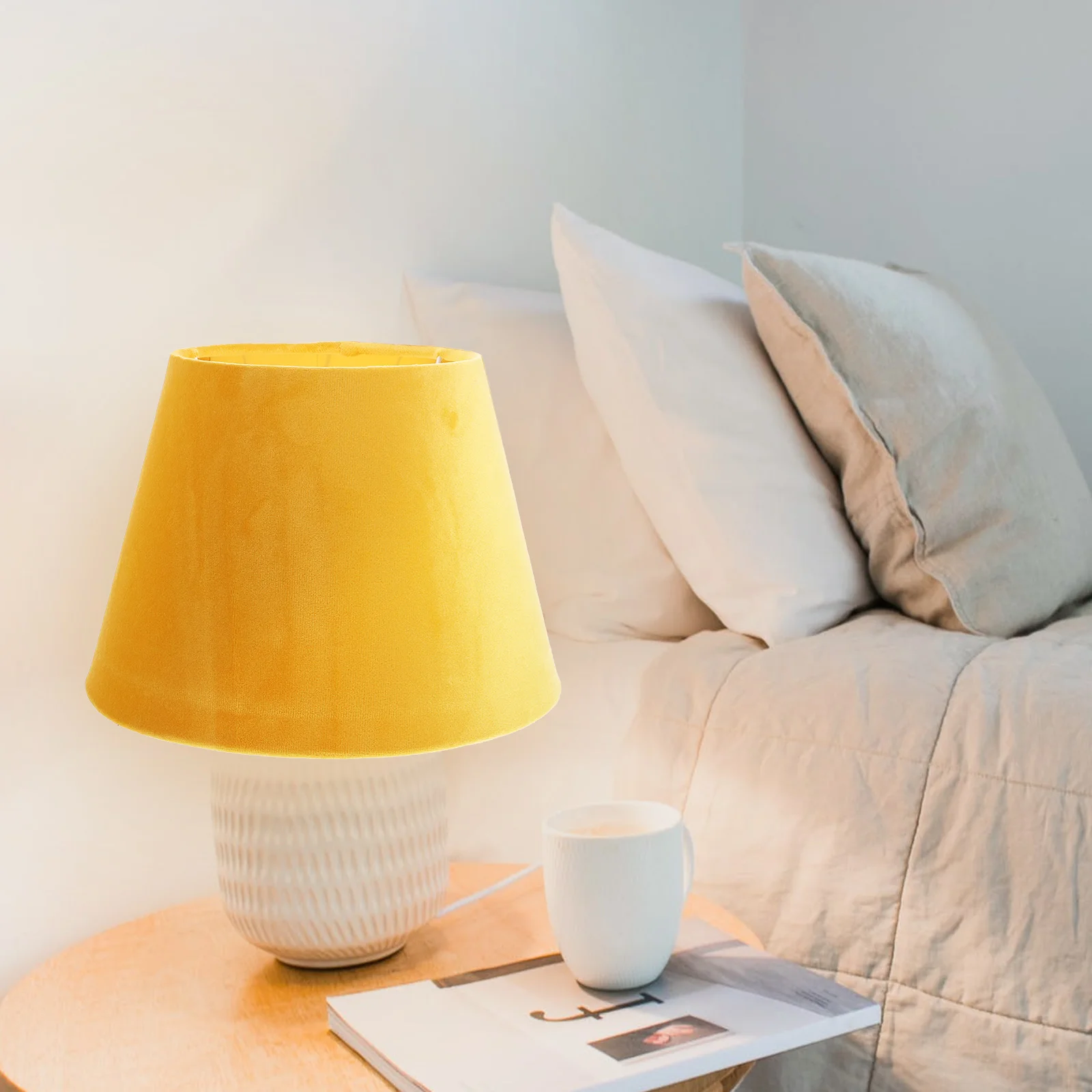 

Living Room Lamp Golden Lampshade Country Decor Lampshades for Table Cover Yellow Fabric