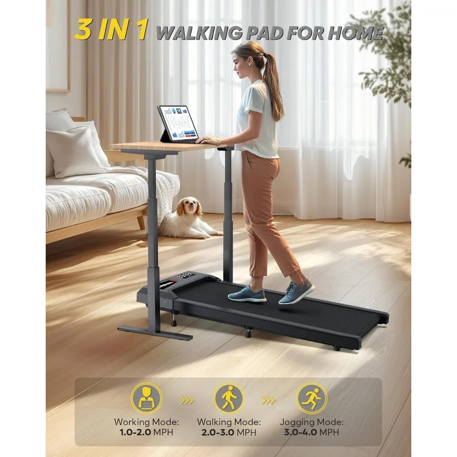 جهاز مشي محمول تحت المكتب للاستخدام المنزلي والمكتبي مع 10 منحدر يدعم ما يصل إلى 320 رطلًا وسرعة قابلة للتعديل والميل عبر أ