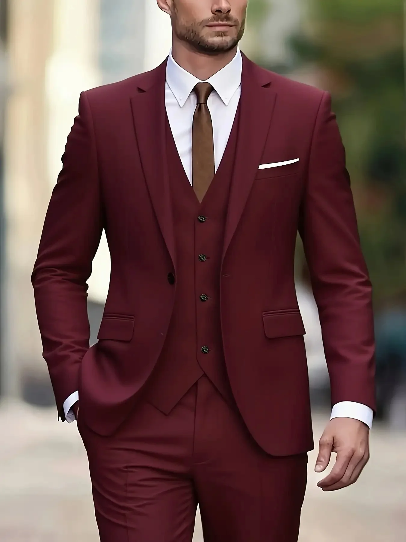 

【Men's Suit】Men's 3pcs Classic Formal Suit - Versatile Wear for Graduation Ceremonies, Weddings & Corporate Events