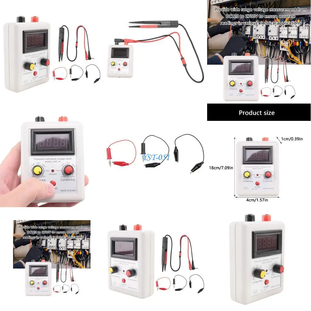 E15A كاشفات الجهد الرقمي المتقدم DC120V-2700V مع حماية دوائر قصيرة لصيانة المعدات
