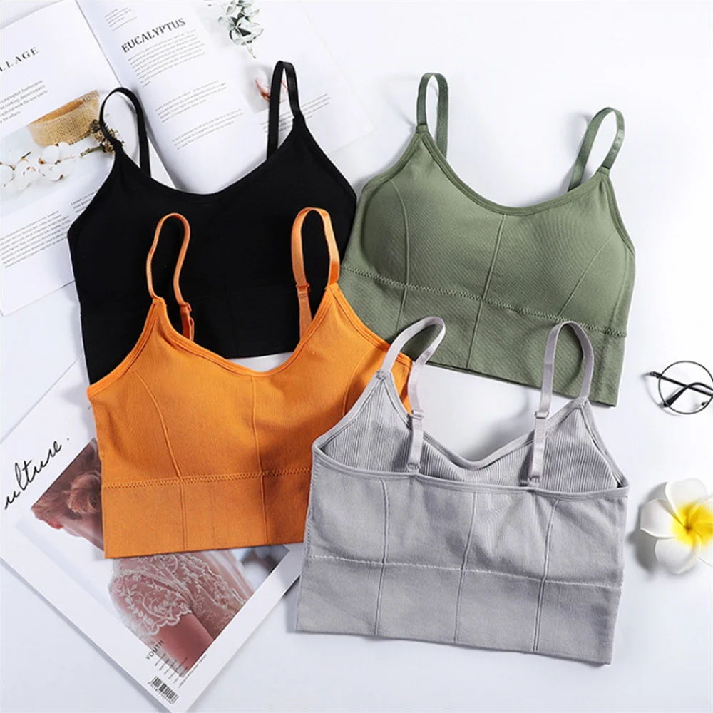 Sexy Wireless Bralette Seamless Women reggiseno imbottito Sleep Top a forma di V Back Sports Tube Top traspirante Crop Lingerie intimo