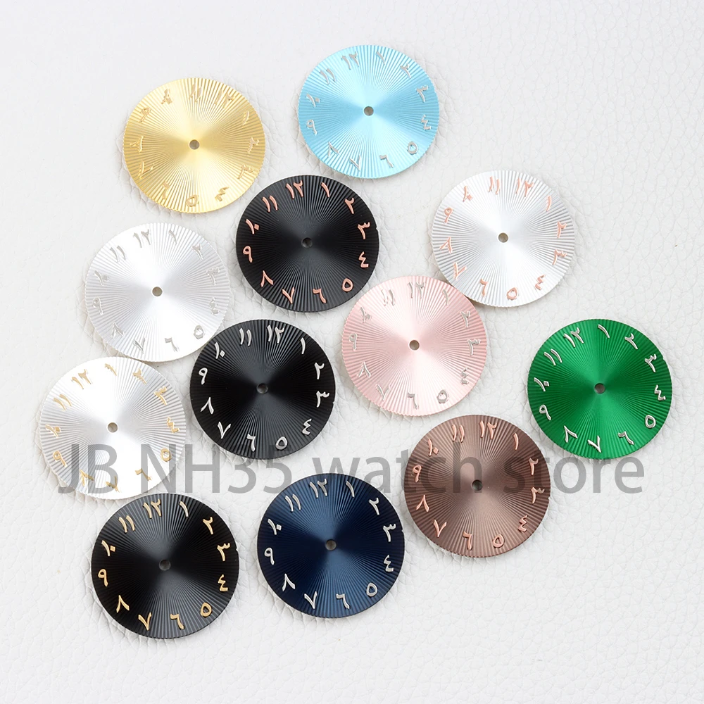 

28.5mm NH35 Dial Arabic Numeral Watch Dial No Logo Black/White/Green for Datejust NH35 NH36 Automatic Movement Watch Parts