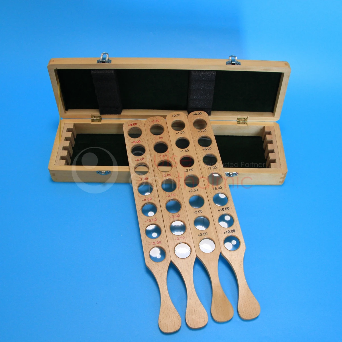 Wooden Handle Retinoscopy Rack Set 28 lens 4 Row 28 Diopters with wooden case Top Quality Many certificated| Ret Rack Set