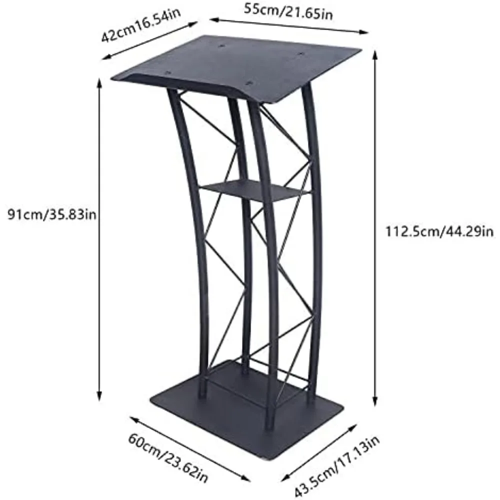 Lectures Podiums Black Podium Metal Pulpit Curved Churches Podium Stand 43