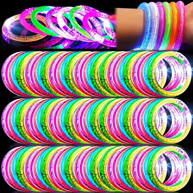 20/1Pcs Glow Sticks Bracelets Glow in The Dark Flashing Light Up Toys Wedding Party Decor LED Luminous Bracelets for Kids Adults