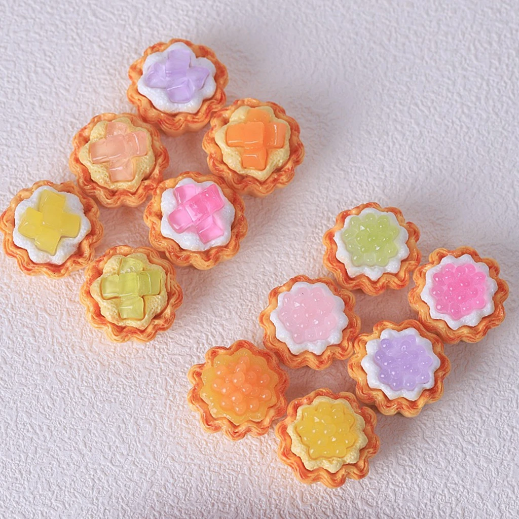 Random 10PCS Dollhouse Miniature Food Play Mini Simulation Mango bubble pearl crust tart Doll Decoration Accessories Toys