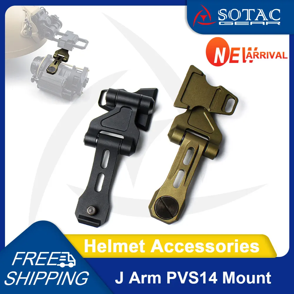 

SOTAC Metal Tactical J Arm Hunting Helmet Mount Kit for PVS-14 Night Vision Bracket Adapter Dovetail Monocular Accessories