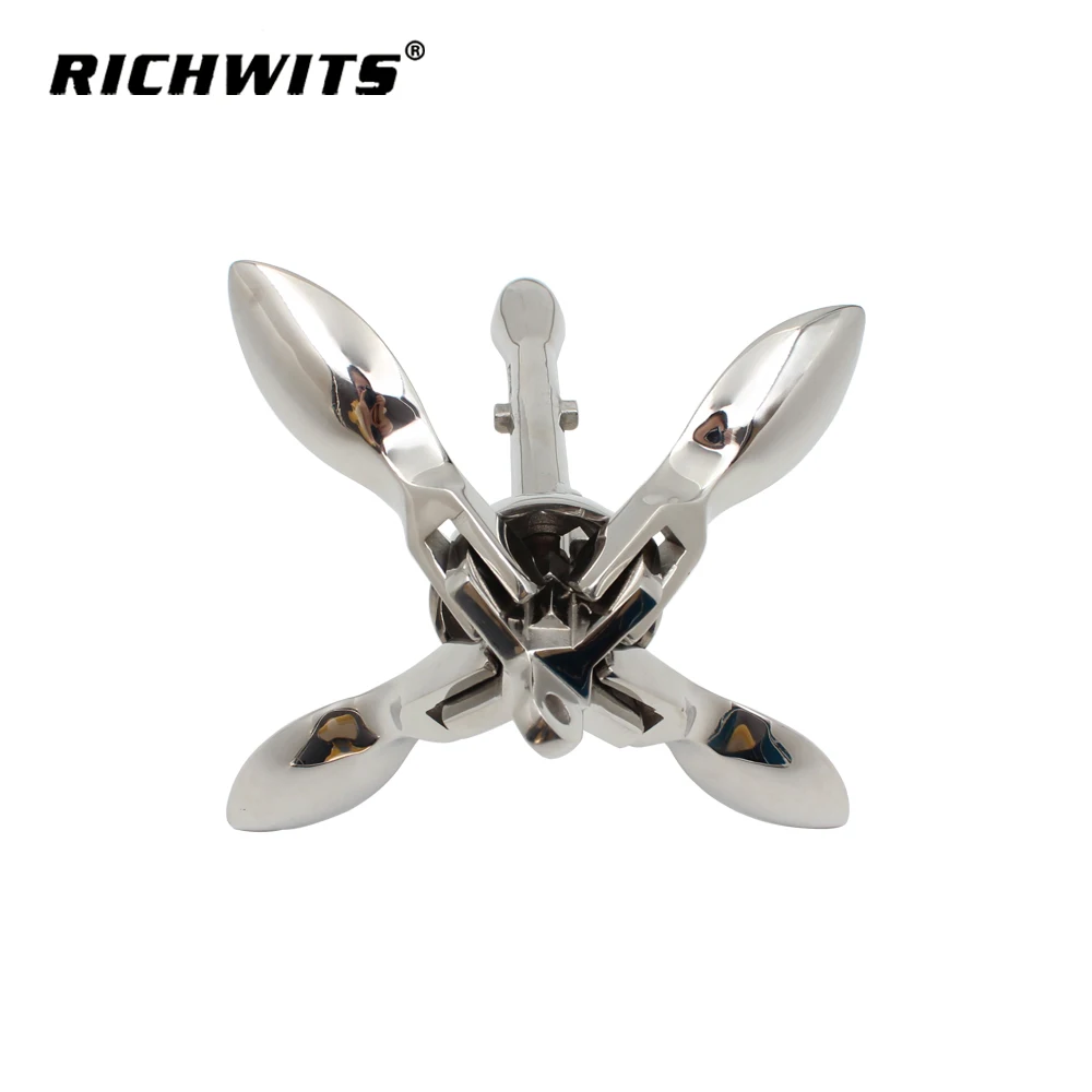 Anchor Yacht Fittings 316Stainless Steel Marine  Hardware Fittings Marine Folding Anchor 0.7/1.5/2.5/3.2/4/5/6/7/8/10/12kg