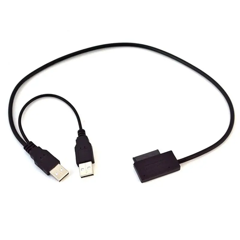 Notebook Optical Drive SATA 13Pin to Dual USB Adapter Cable 7P+6P SATA to USB2.0 Easy Drive Cable