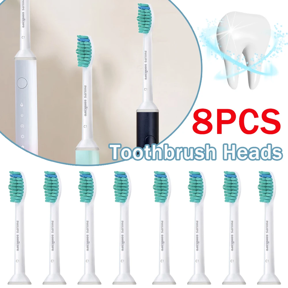 8 Pack Electric Toothbrush Head White Toothbrush Brush Head Exceptional Clean for Philips Sonicare C1 Pro Results