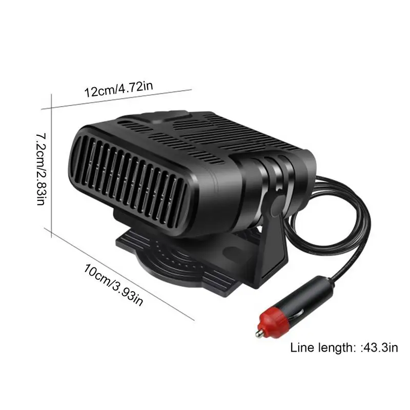 12/24V Car Heater Warmer 2 In 1 Fast Heating Cooling Car Heater Fan Windshield Defroster Defogger With 360 Degree Rotary Base