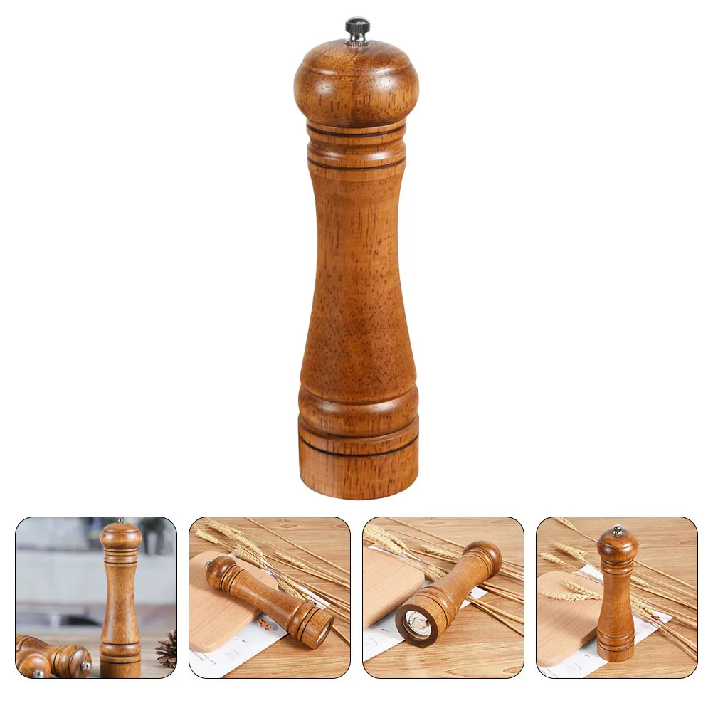 

1pc Pepper Grinder Small Refillable Oak Wood Manual Mill Crank Handle Spice Kitchen Tool Wear Resistant Easy Clean Long Life