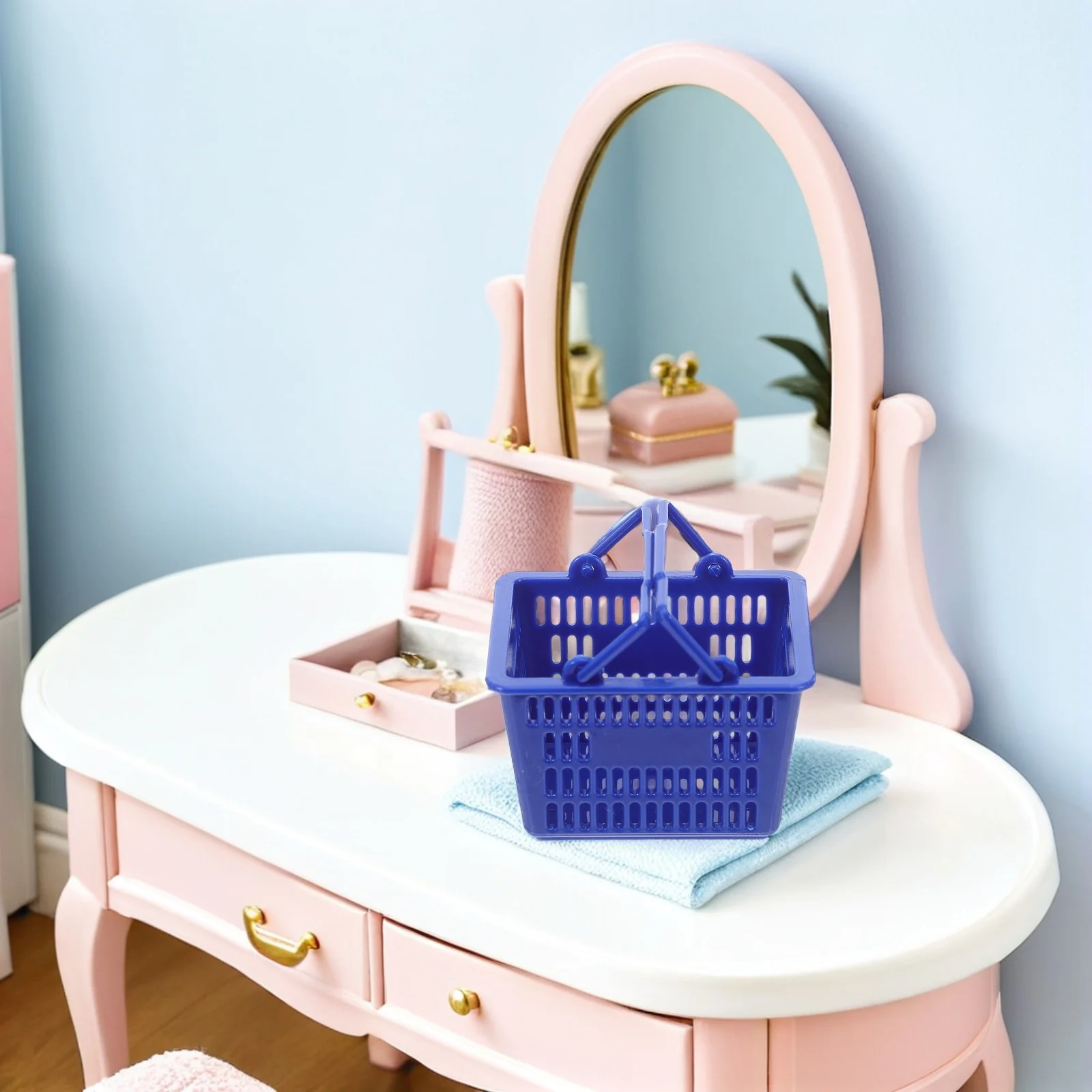 20Pcs Mini Shopping Basket Plastic Handled Realistic Grocery Bin for Kids Pretend Play Kitchen Accessories Pretend Shopping Cart