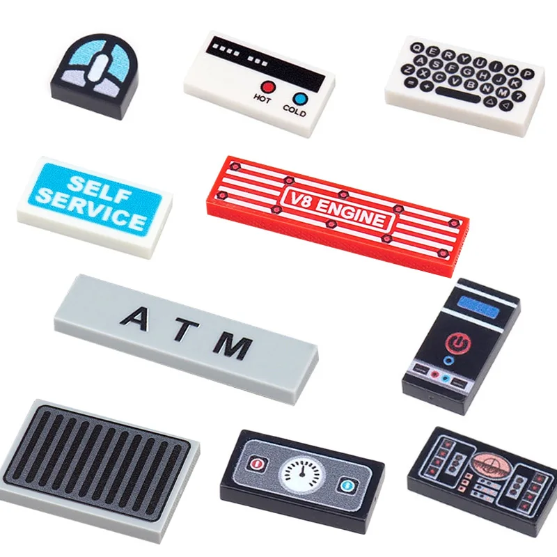 Szene Modell Druck Zubehör Bausteine Dashboard Bildschirm tastatur Maus Control Tasten Mini Kompatibel Ziegel Spielzeug N08