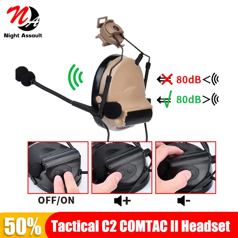 WADSN Tactical C2 COMTAC Headset Outdoor Hunting Hearing Protection Earpho Communication Headphone Airsoft Gun Kenwood U94 PTT