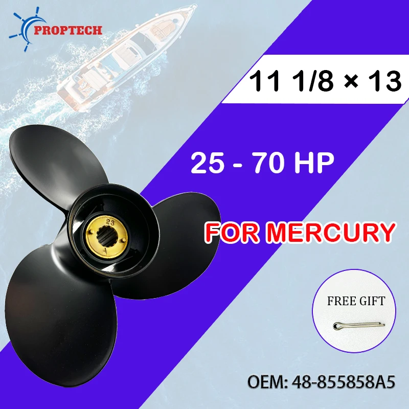 

Boat Propeller For Mercury 25hp 30hp 35hp 40hp 45hp 50hp 55hp 60hp 70hp Outboard Screw 11 1/8x13 Marine Motor 3 Blade 13 Tooth