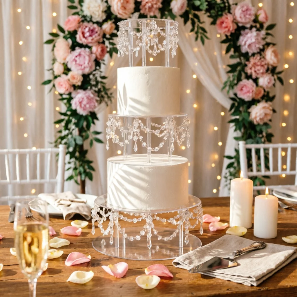 Acrylic Cake Tray Stand Elegant Crystal Bead Cake Stand Tableware Luxurious Look Table Decor Easy to Clean