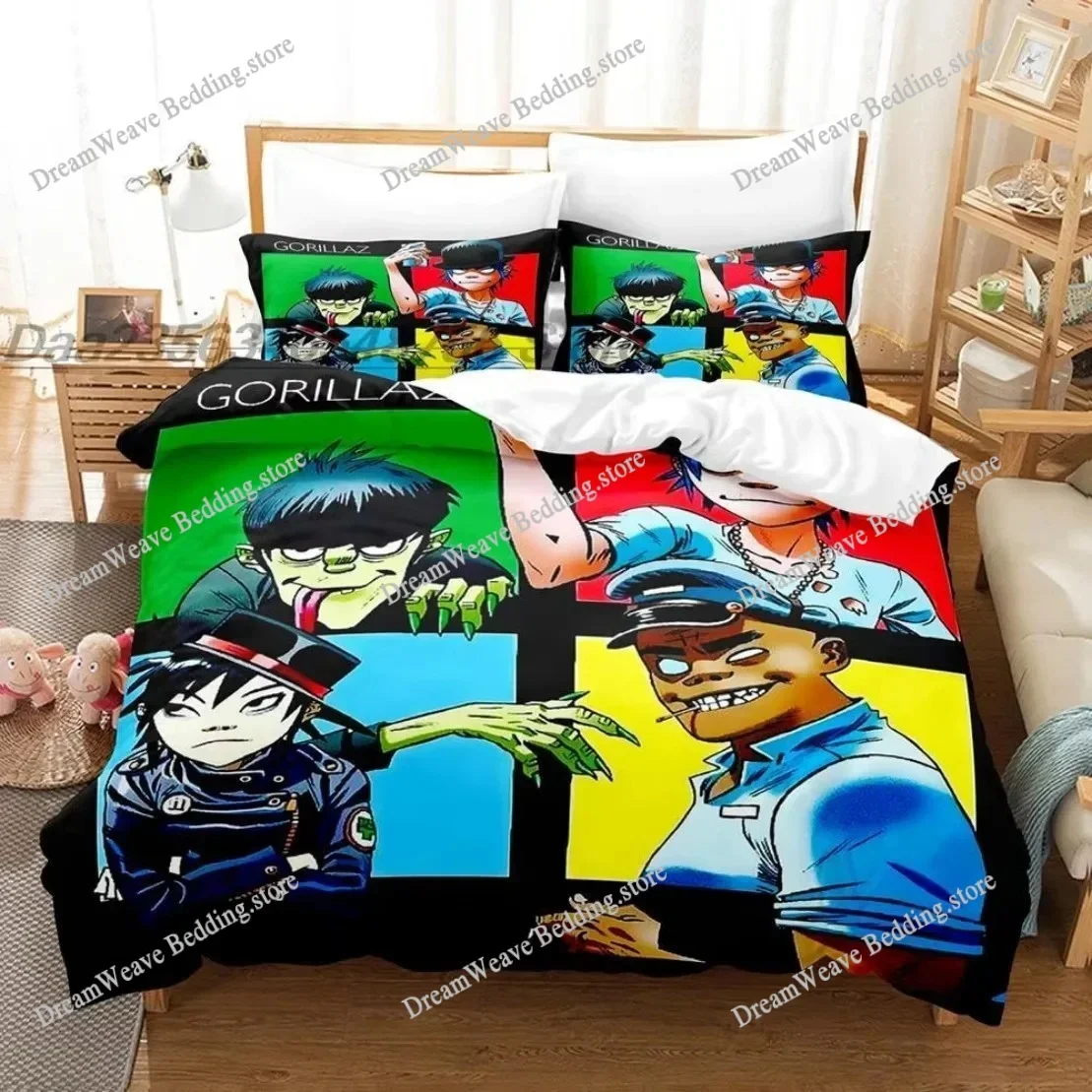 

Music Band Gorillaz Bedding Set Anime Duvet Covers Double Bed Twin Size Bedding Quilt Cover Cartoon Children's Bed Set for Home7
