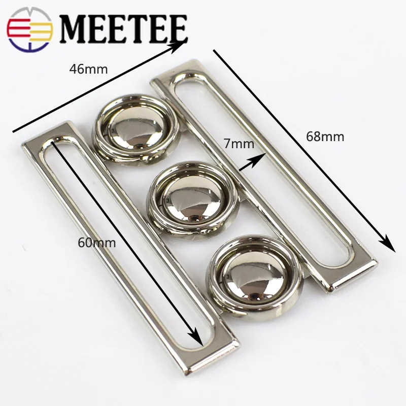 Meetee 2/4pcs 60mm Metal Buckles Women Coat  Down Jacket Waistband Belt Clasp DIY Garment Buttons Decoration Sewing Accessories