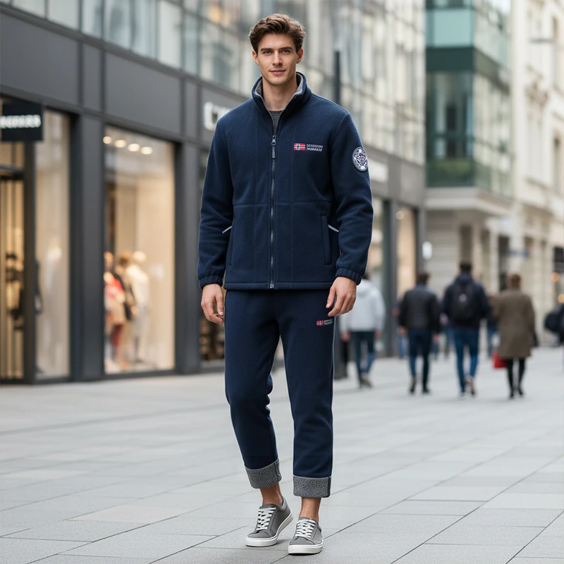 الرجال الخريف والشتاء السراويل الصوف النرويجية في الهواء الطلق المخملية سميكة الدافئة مريحة السراويل الموضة جندي جيد