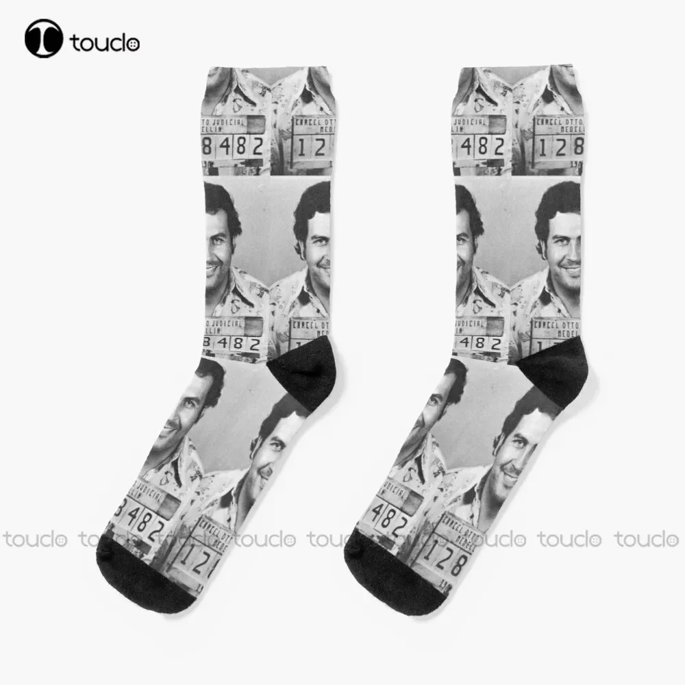 Pablo Escobar Mugshot Icon History Crime Criminal Old School Socks Black Socks Christmas Gift Custom 360° Digital Print