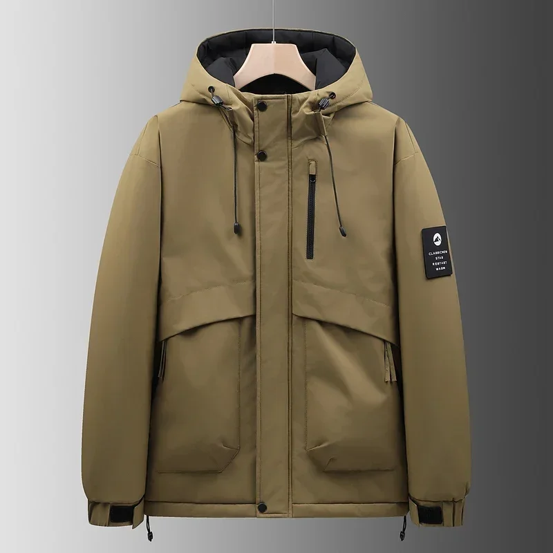New Winter Jacket Men Warm Waterproof Hooded Zip-up Padded Windbreaker Thick Brand Designer Outdoor Windproof Oversize Coat Male