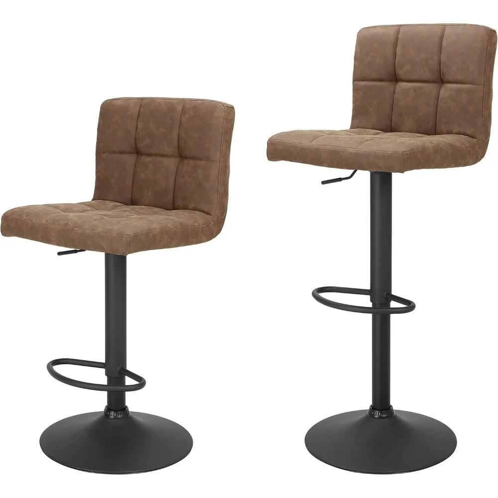 

Set of 2 Height Adjustable Bar Stools, Swivel Barstools with Footrest and Thicken Cushion Back,Faux Leather counter stools