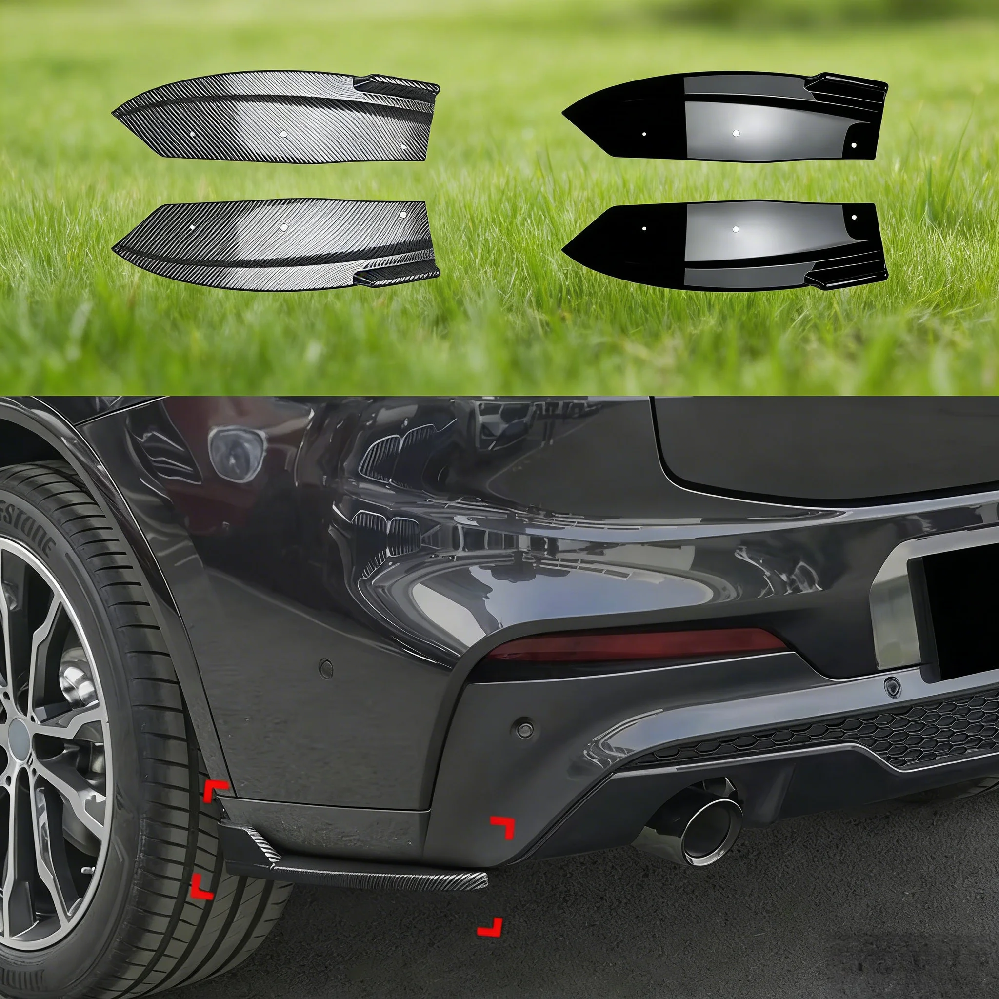 

For BMW X4 G02 M Sport 2018-2021 Car Rear Bumper Lip Spoiler Canards Diffuser Cover Splitter Body Kits Accessories Trim