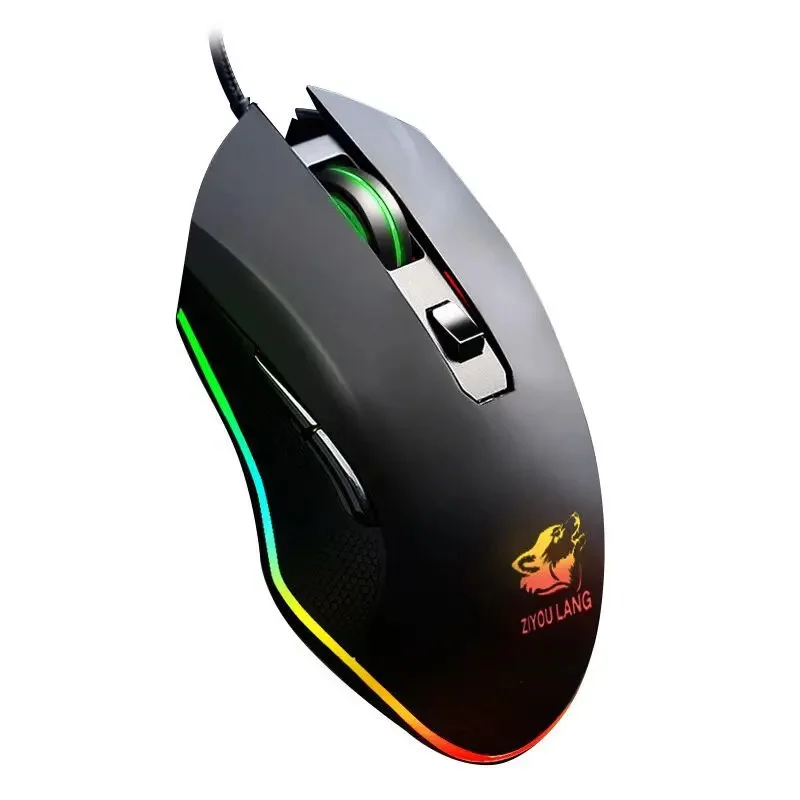 Mouse para jogos com fio, programação macro, mouse para jogos de computador, pc, laptop, gamer, mouse ergonômico fosco com fio com led rgb
