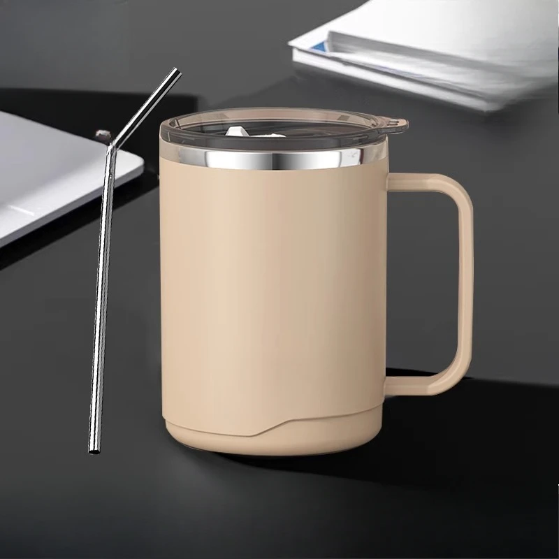 كوب من الفولاذ المقاوم للصدأ مع غطاء، كوب مكتب بسعة كبيرة، كوب قهوة عازل للأولاد، كوب شاي، أكواب للشرب #2