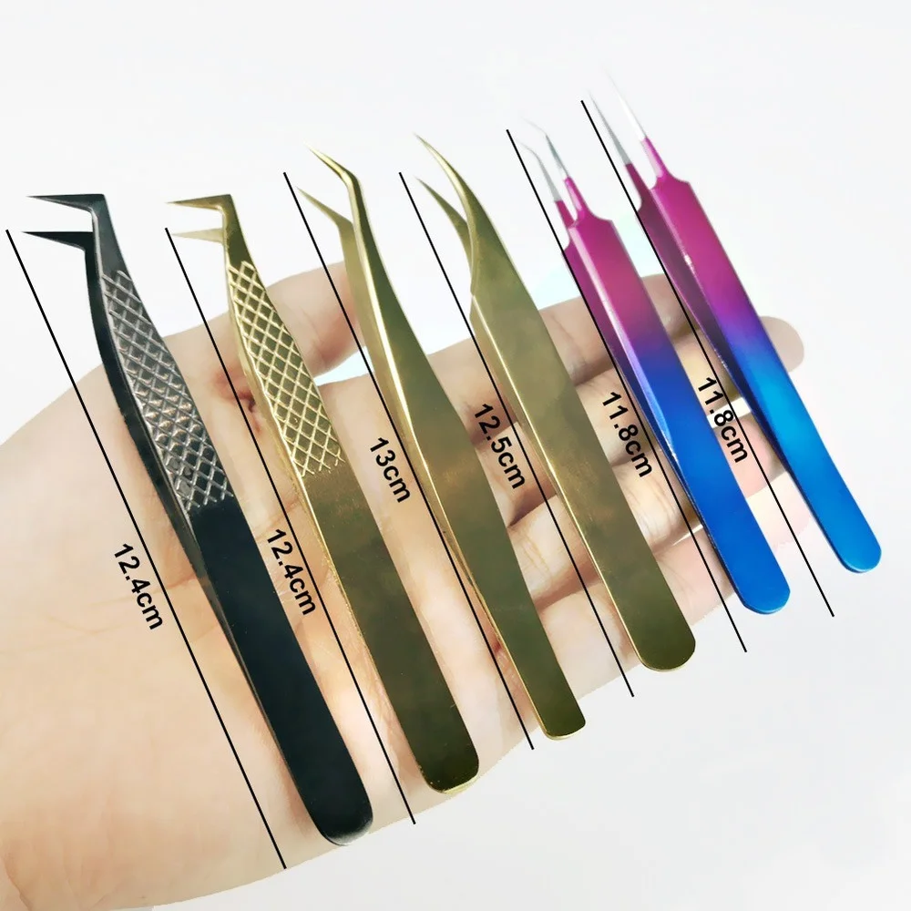 

1pc Professional Lash Extension Tweezers Stainless Steel Anti-static Sharp Eyebrow Eyelash Extension Gold Eyebrow Tweezer Makeup