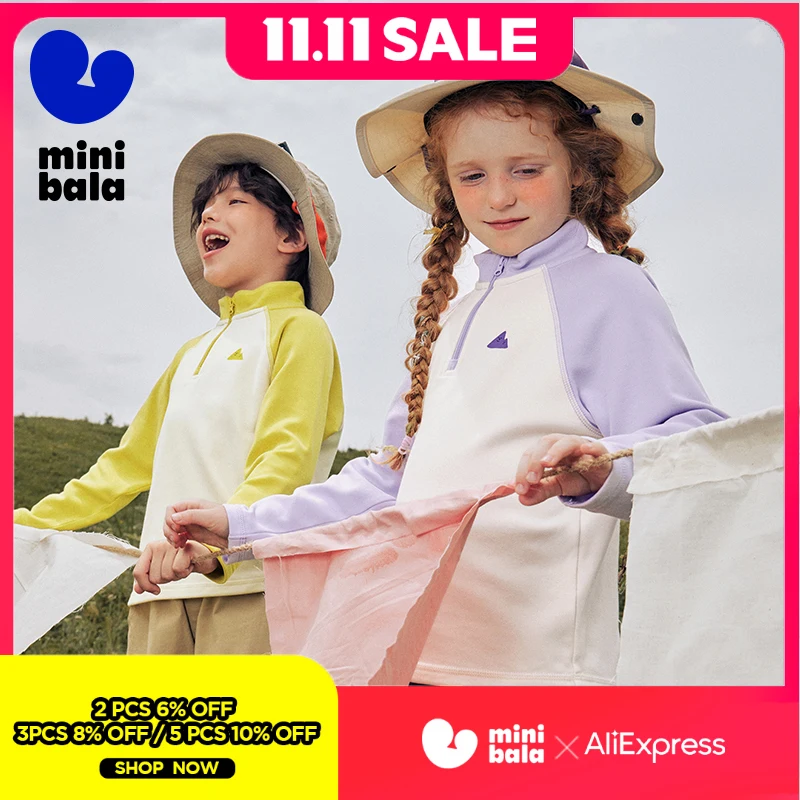 

Детская футболка Mini Bala с длинными рукавами, осень 2025, новый теплый антибактериальный базовый слой, теплый топ