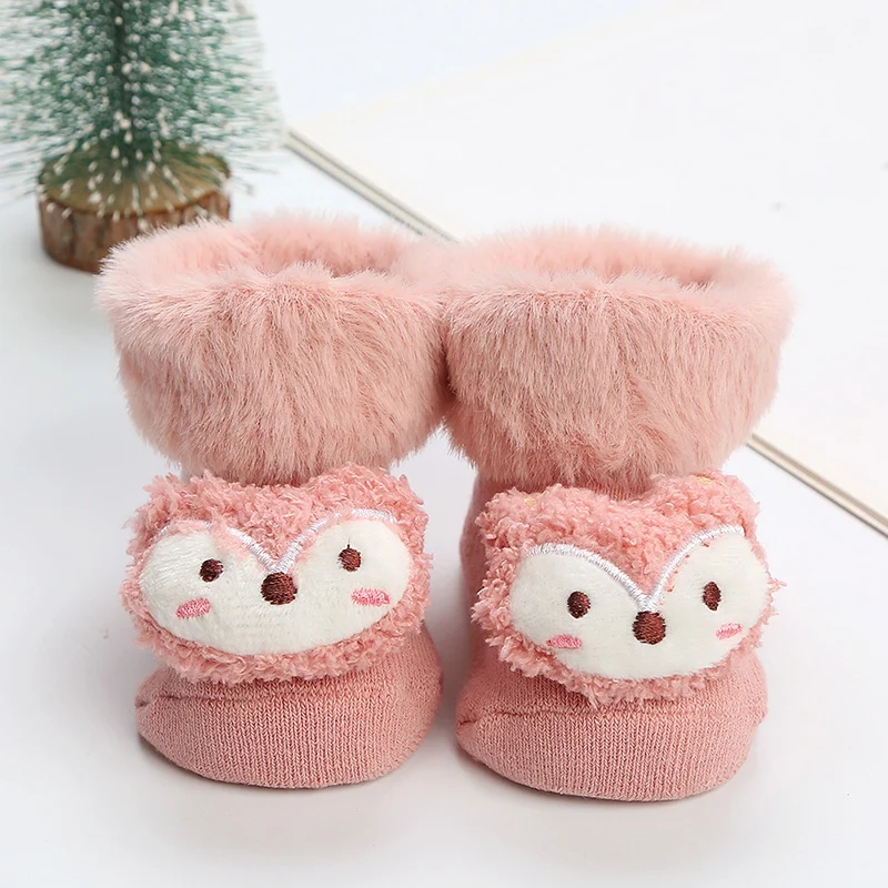 Bobora Winter Baby Socks Cartoon Animal Anti-slip Infant Floor Sock Toddler Girls Boys Newborn Kids Warm Thicken Plush Socken