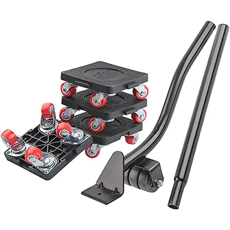 A33R-1Set Furniture Moving Tool, With 4 Wheels And Portable Lift, For Moving Furniture, Refrigerators, Sofas Black 880 Lbs