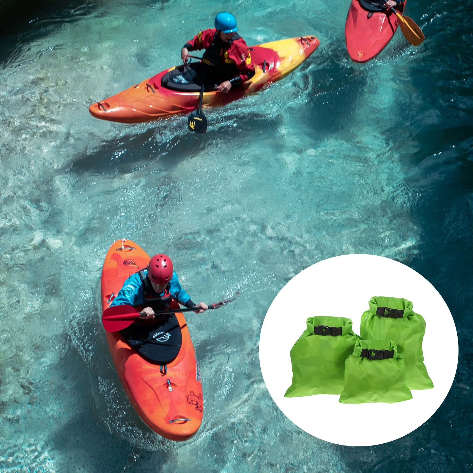 

3pcs 1.5L+2.5L+3.5L Waterproof Dry Bag Water Resistant Storage Pouch For Camping Kayaking Boating Fishing With Watertight Roll