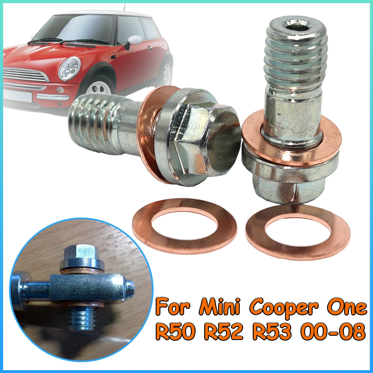 

For Mini Cooper One R50 R52 R53 2000-08 Front Left Right Caliper Hose Lines Banjo Fittings Bolts Copper Sealing Crush Washers