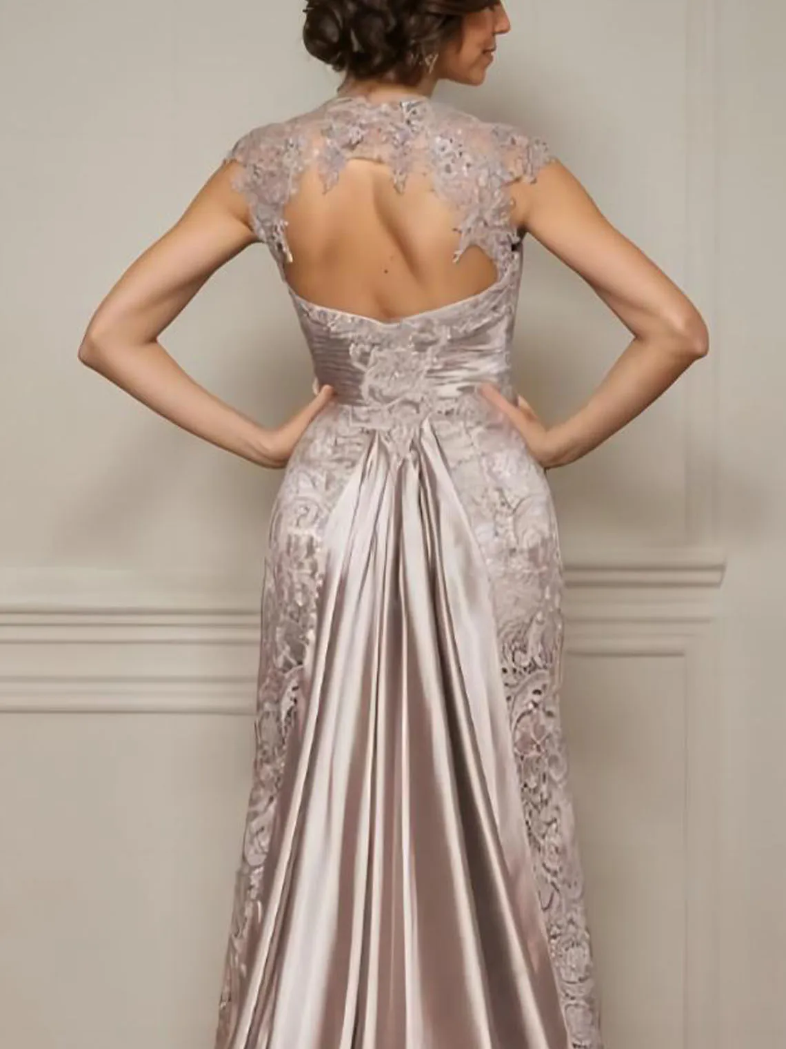 Элегантное свадебное платье трапециевидной формы для гостей, атласное кружево с высоким воротом, иллюзия, рукава, аппликации, торжественное вечернее платье, 2025 год, бесплатно по индивидуальному заказу