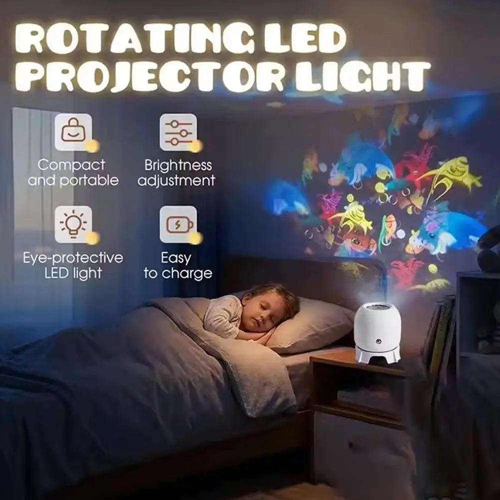 Wave Kids Projector Night Light Rotating Lamp Baby Toddler Bedroom Ceiling Gift Birthday Festival Ocean Style