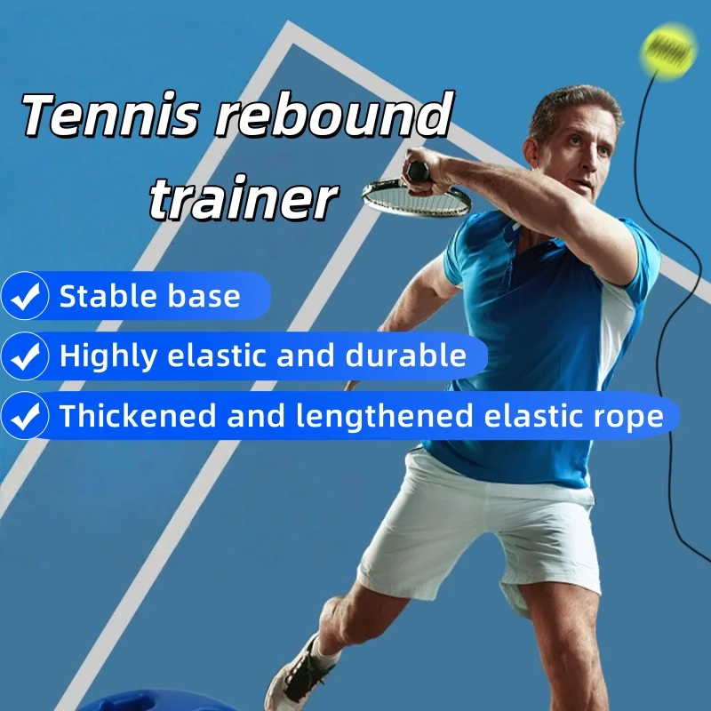 Single-person rope tennis rebound trainer with string practice ball high-elasticity rope fixed base Sports and Entertainment