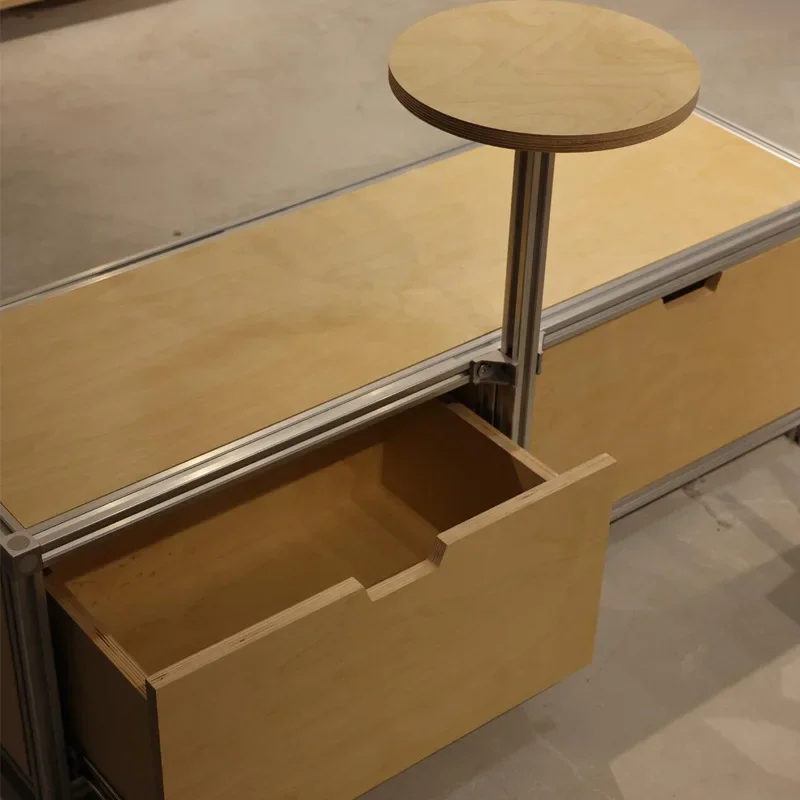 Industrial style aluminum profile, ocean panel storage cabinet, coffee shop multi-functional storage drawer card seat