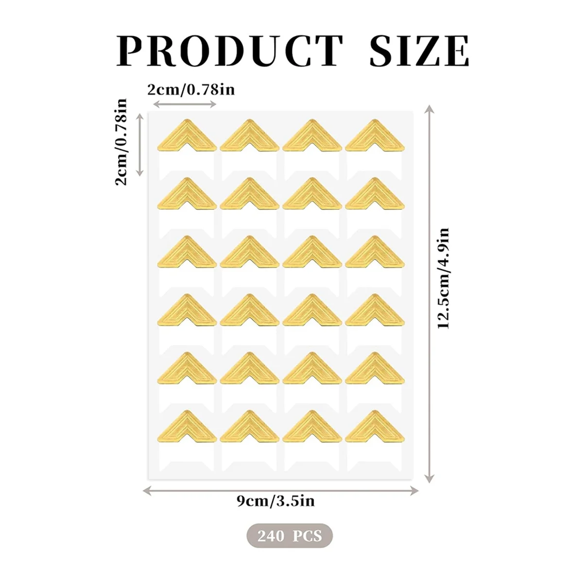 Coins de photo pour scrapbooking, autocollants d'angle de photo en or, coins de montage de photo auto-adhésifs, or, 240 pièces