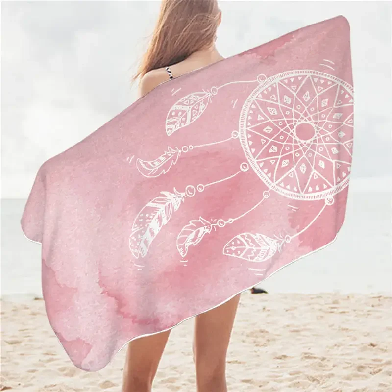Dreamcatcher Bath Towel Towel Microfiber Watercolor Beach Towel Rectangle Bikini Cover-Up Mat,Sand Proof Absorbent Quick Dry