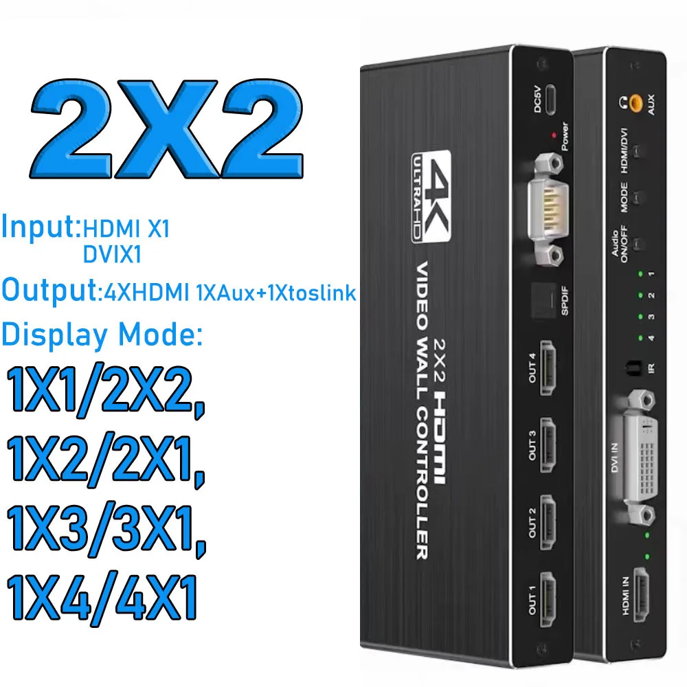 4K HDMI Video Wall Controller 3X3/2X3/2X2 Video Wall Processor HDMI Multi Video scherm Processor Splicer HDMI Muur Display