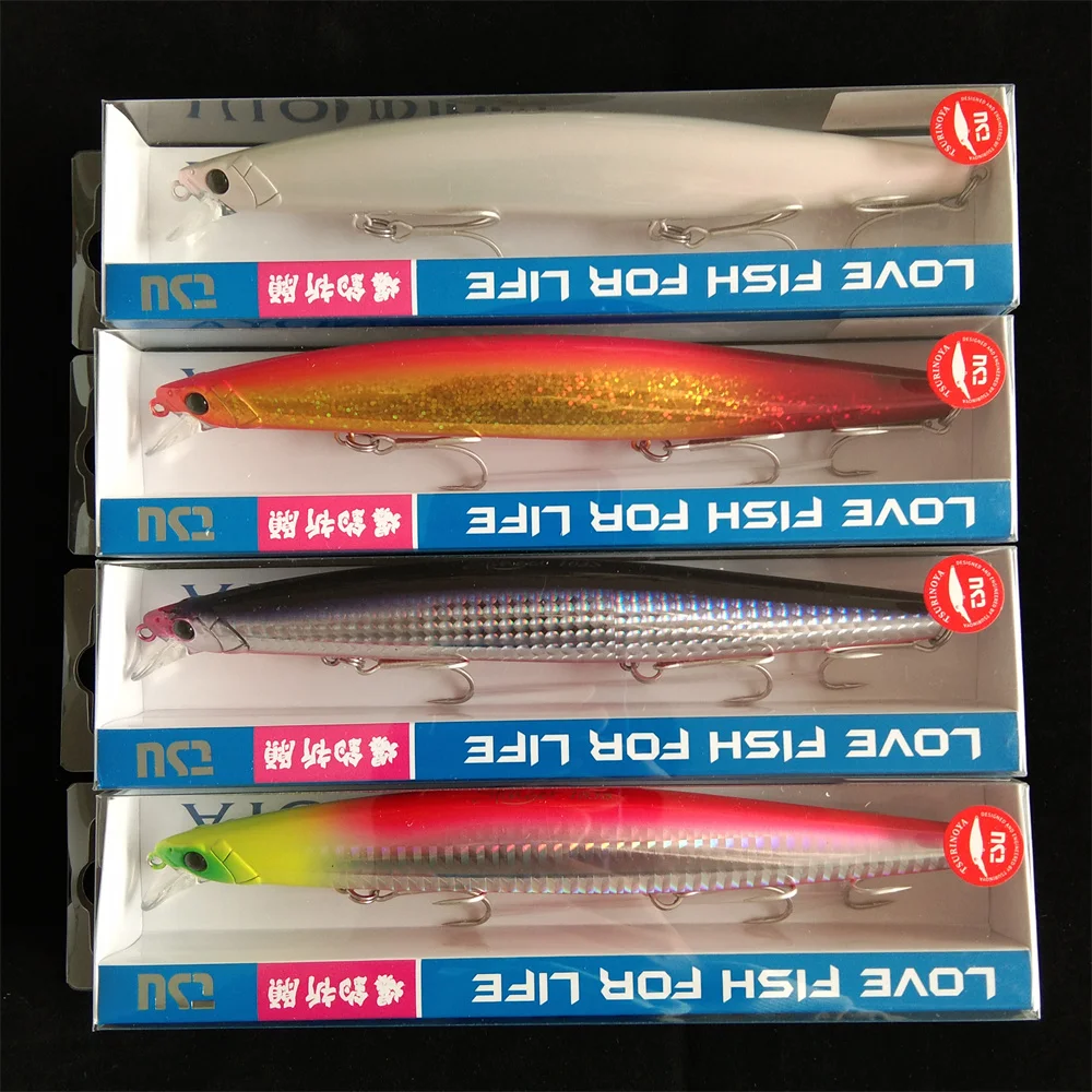 TSURINOYA 4pcs 163S Ultra Long Casting Sinking Minnow Sea Fishing Lure STINGER 163mm 34.2g Seabass Tuna Saltwater Hard Baits